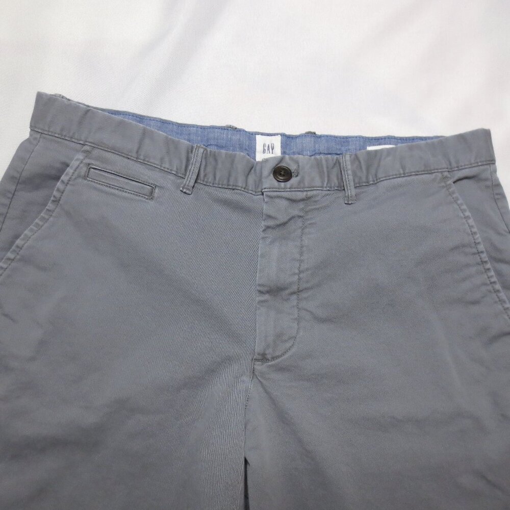 GAP mens SHORTS chino GRAY career CASUAL flat front SIZE 33 - Picture 3 of 10
